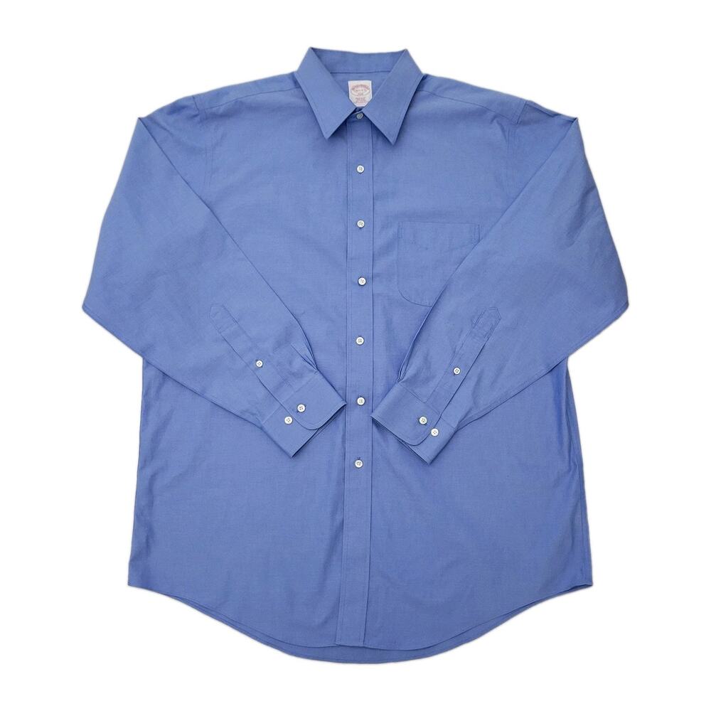 Brooks Brothers Dress Shirt Mens 16.5-2/3 Oxford Shirt Blue Non Iron